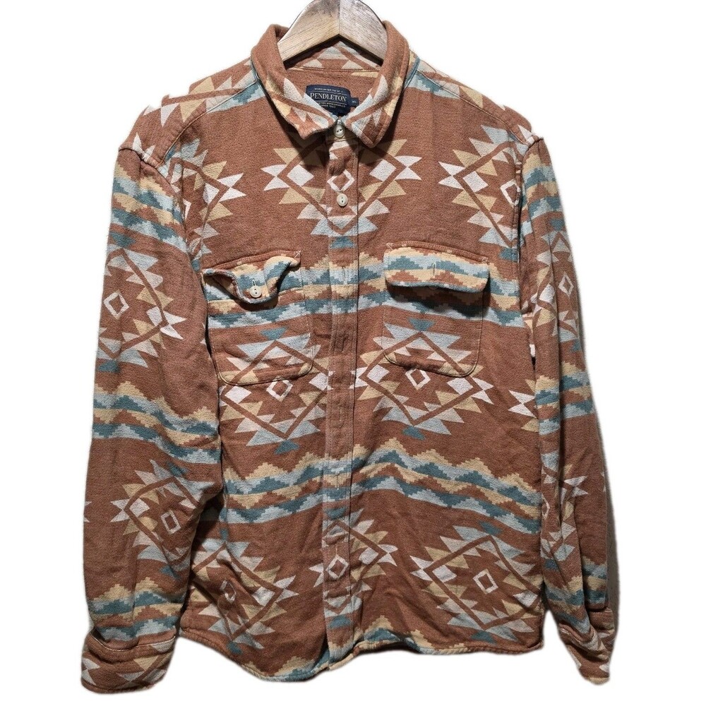 Pendleton Lightweight Doublesoft Beach Shack Shirt Men XL Southwestern Jacquard